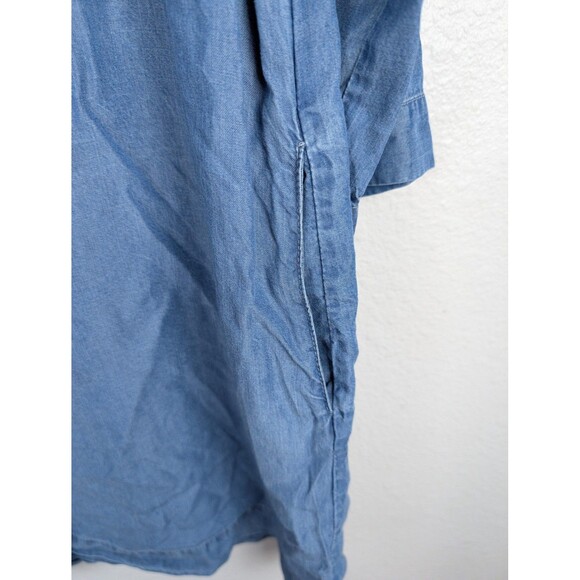 Kenneth Cole Reaction Dress Western Sz L Blue Tencel Chambray Embroidered Tunic - Picture 5 of 9